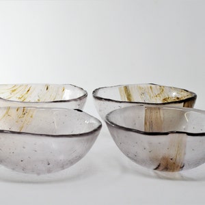 Light pink brown aventurin Murano glass cereal bowls