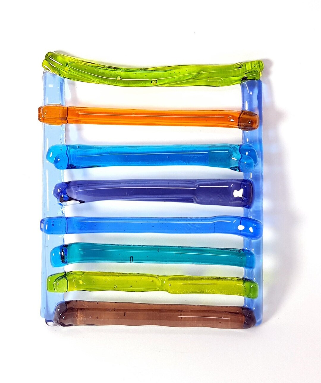 Multicolor Murano Glass Soap Tray, Mixed Color Soap Dish, Fused Glass