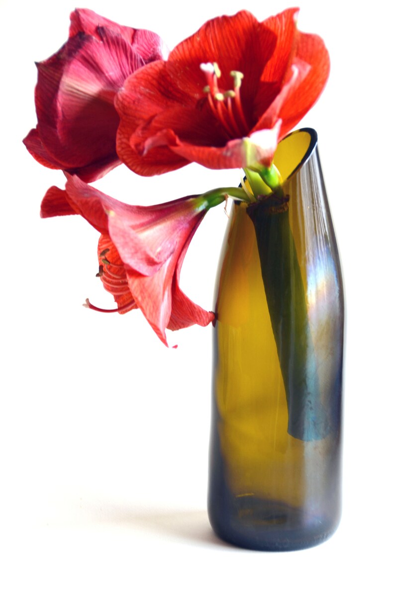 Recycled Bottle Vases Recycled Vine Bottle Glass Flower Wases Etsy UK