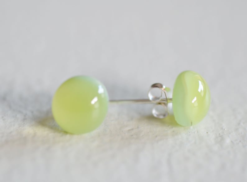 Mint green honey glass earrings handmade in Italy image 1