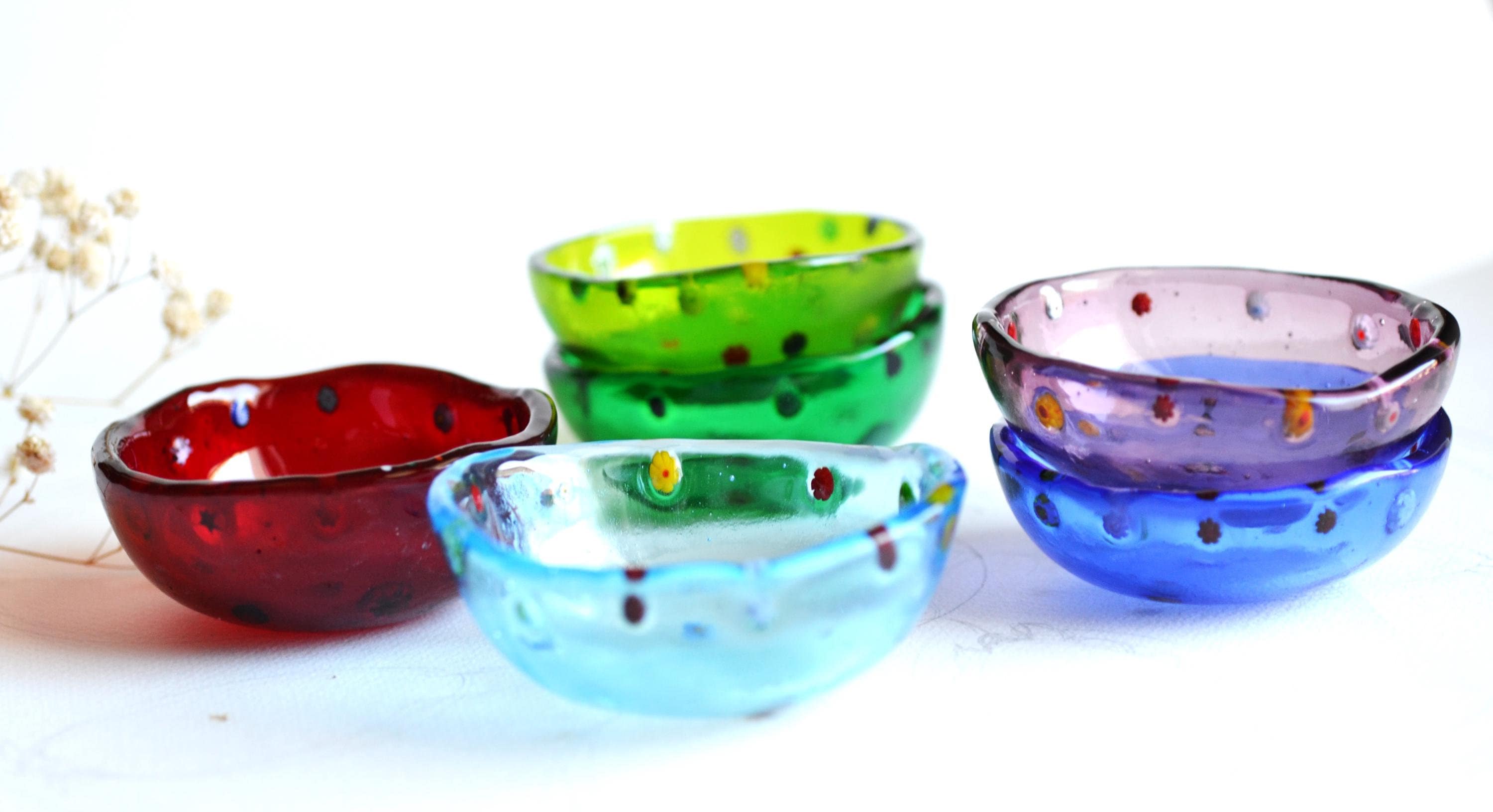 Floral Murano Glass Pinch Bowl: Handmade Italian Serving Dish (3")