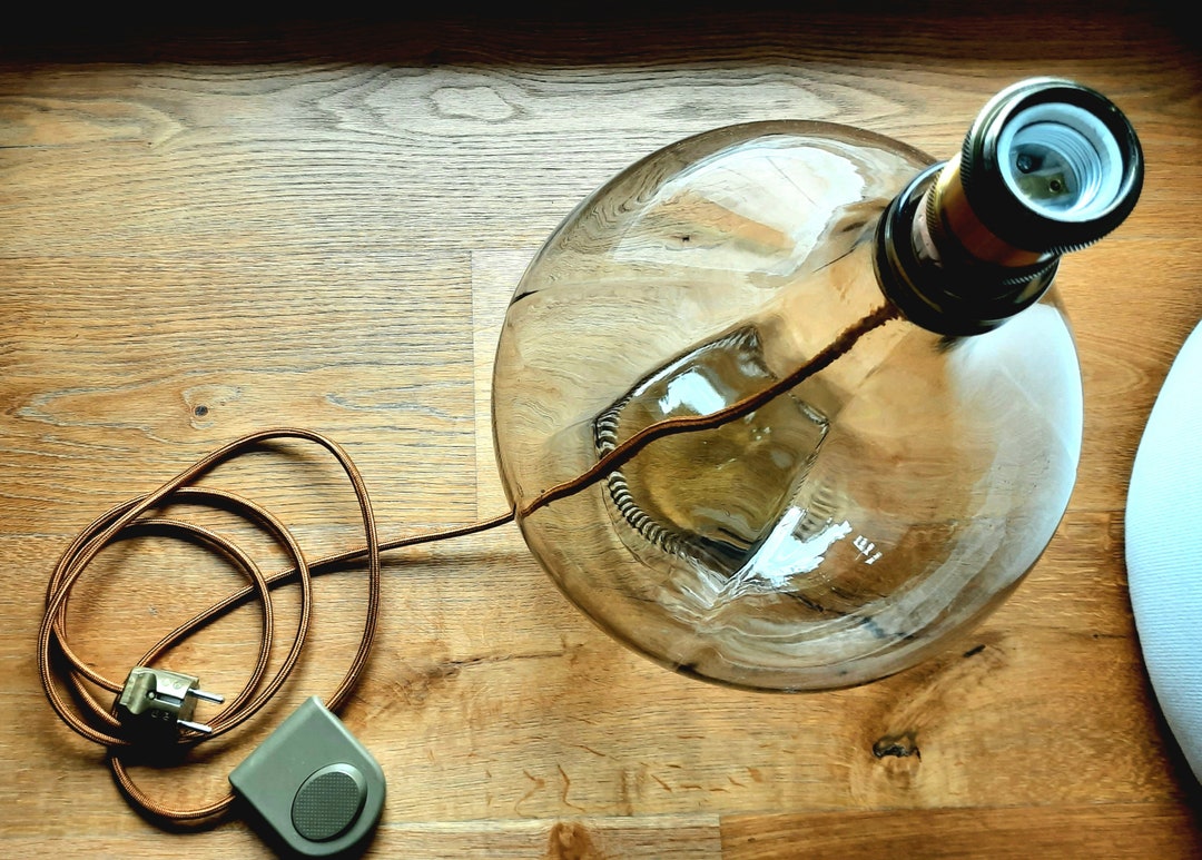 Glass Bottle Lamp Large Glass Table Lamp Base Glass Bottle Etsy