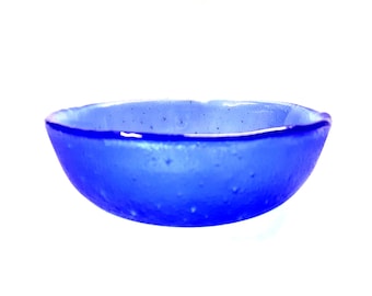 Blue Fused Glass Serving Bowl