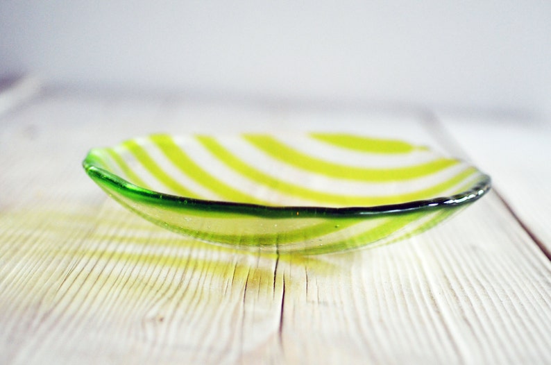 Green striped dish murano glass platter green salad bowl Etsy