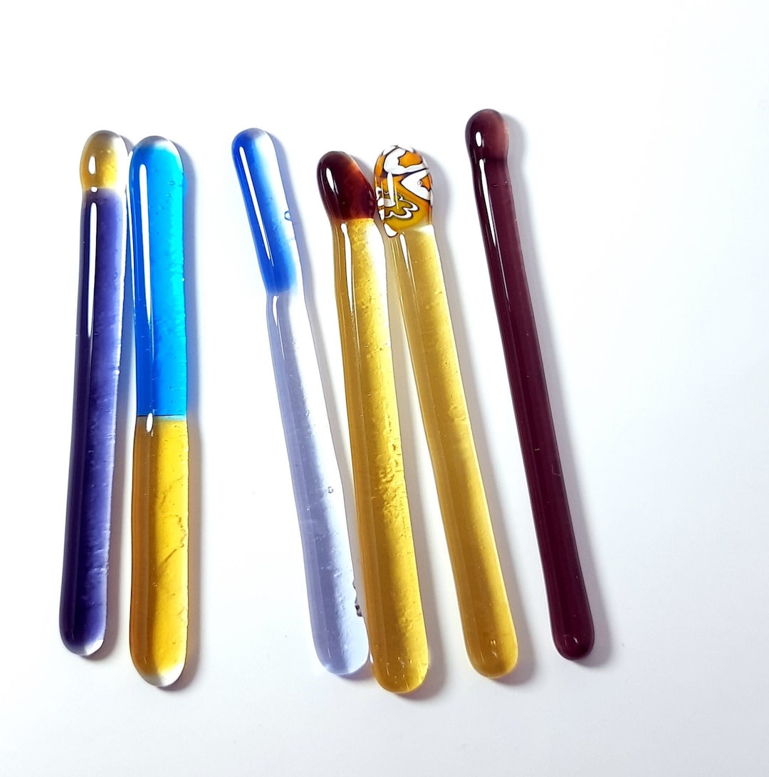 Ref.27 / Set of 6 Glass Stirring Rods / Coffee & Coctail Sticks, Glass Wedding Gift, Glass