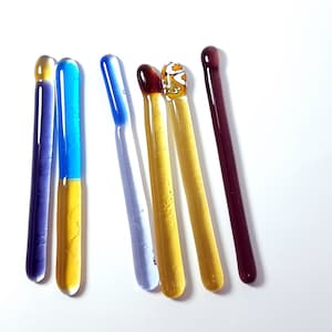 Ref.27 / Set of 6 Glass stirring rods / coffee & coctail sticks, glass wedding gift, glass swizzle stir sticks, sariyer