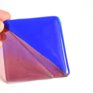 nr.67 Midnight Blue and Amethyst Color Fused Murano Glass Coaster, Christmas gift