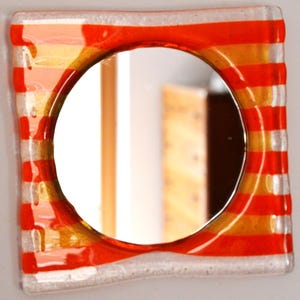 Mirror with Orange Amber color Fused Glass Frame
