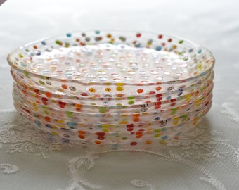 12er Set, florale multicolor Millefiori Glasteller, Dessertteller für farbenfrohe festliche Tischdekorationen, perfektes Geschenk zur Hochzeit