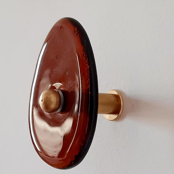 Wandhaken aus Muranoglas in Eiform, mittelpfirsichfarben – handgefertigte Dekoration