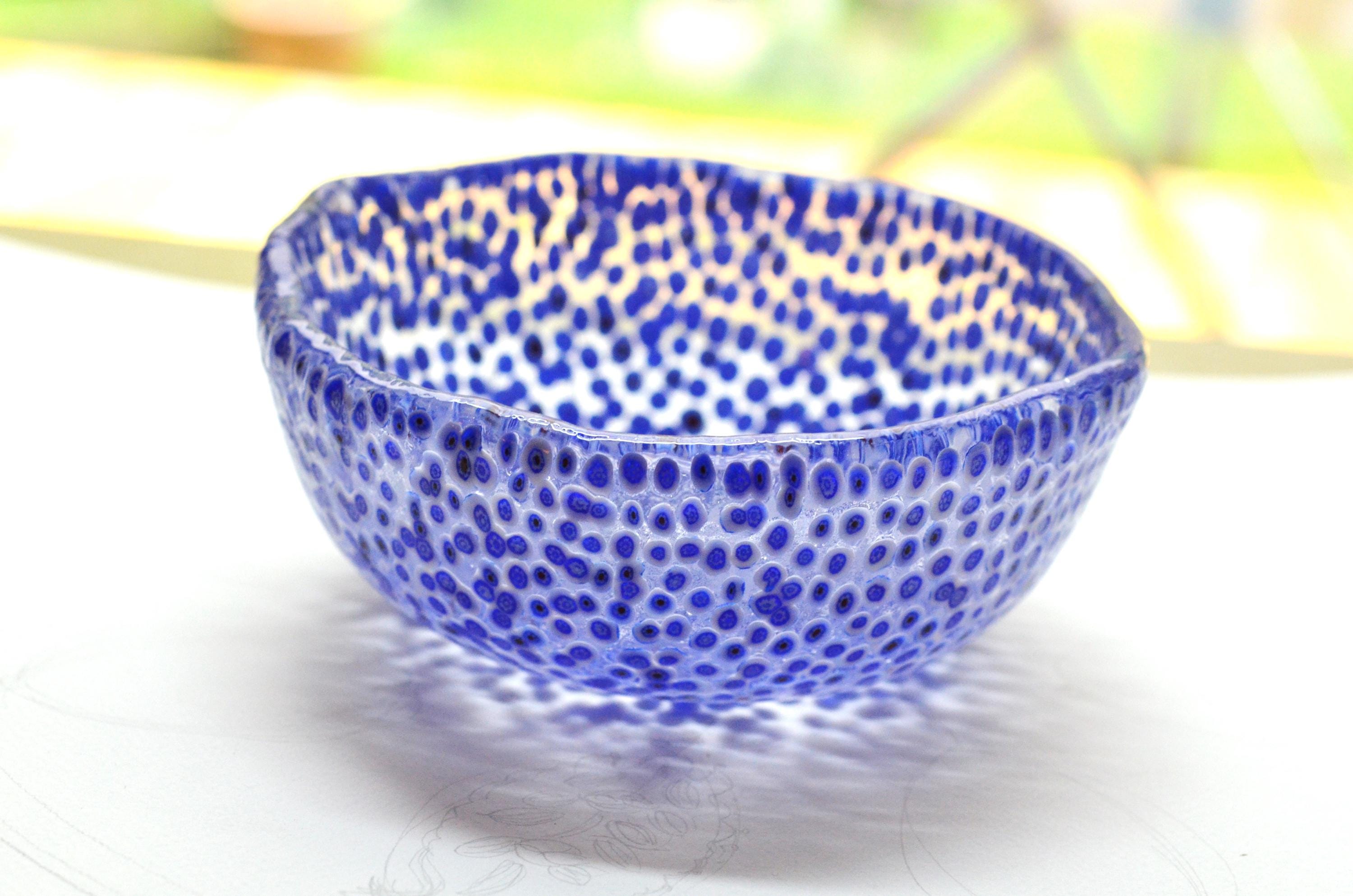 16 cm 6.3インチ 透明な花柄のムリーナ装飾が施されたムラーノガラスの