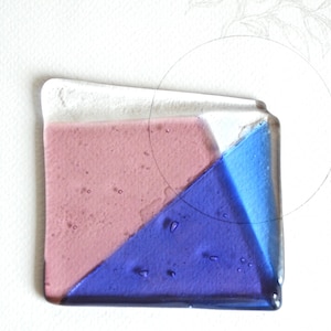 nr.68 Clear Blue Amethyst Color Fused Murano Glass Coaster, Christmas gift