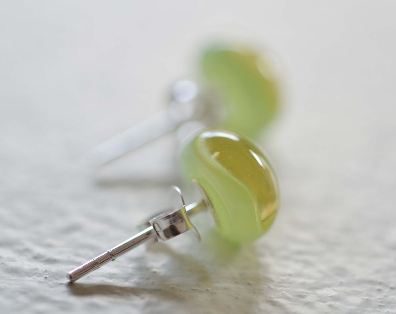 Mint green honey glass earrings handmade in Italy image 4