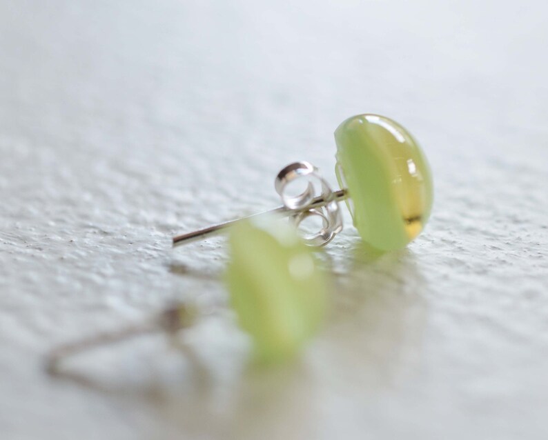 Mint green honey glass earrings handmade in Italy image 2