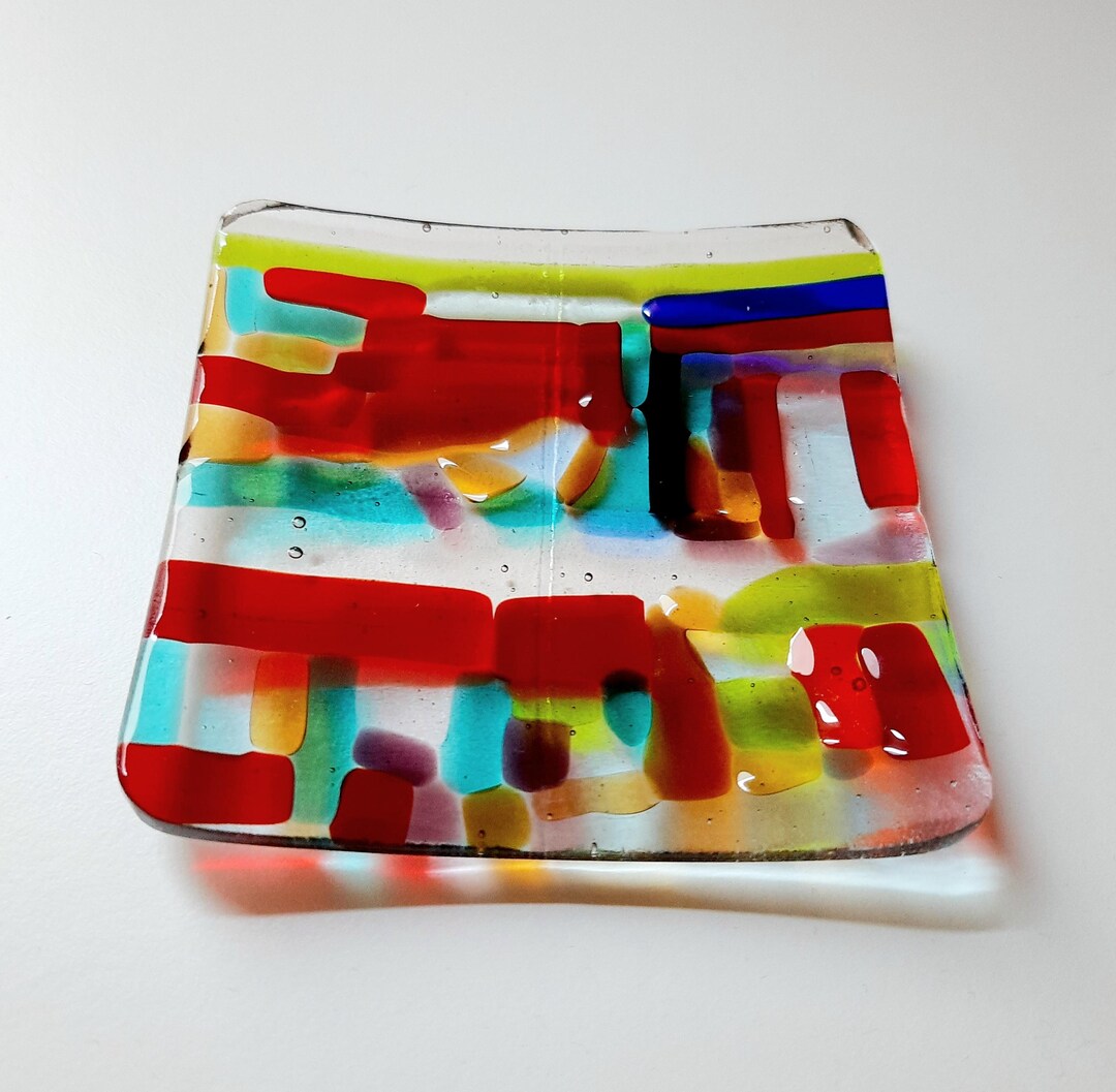 Murano Glass Trinket Dish: Square Colorful Soap Dish, Handmade in Italy ...