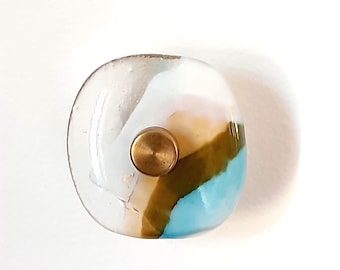 Gancho de pared de cristal de Murano en una mezcla de turquesa, blanco, transparente y verde.