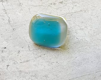 Ref. 79 Anillo Acquamarin de cristal fusionado en cristal de Murano, banda de cobre ajustable.