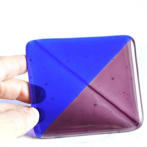 nr.59 Midnight Blue and Amethyst Color Fused Murano Glass Coaster, Christmas gift