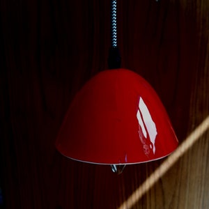 Minimalist design, pendant lamp in red, fused glass,  contemporary ceiling lamp in Murano glass
