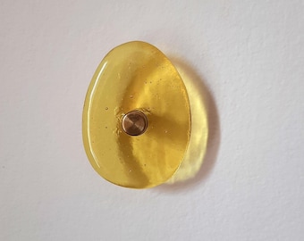 RARO - AMARILLO LIMÓN - Gancho de pared de cristal de Murano con forma de huevo