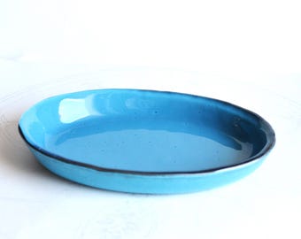 Piatto in vetro di Murano fuso blu egiziano per tavoli festivi