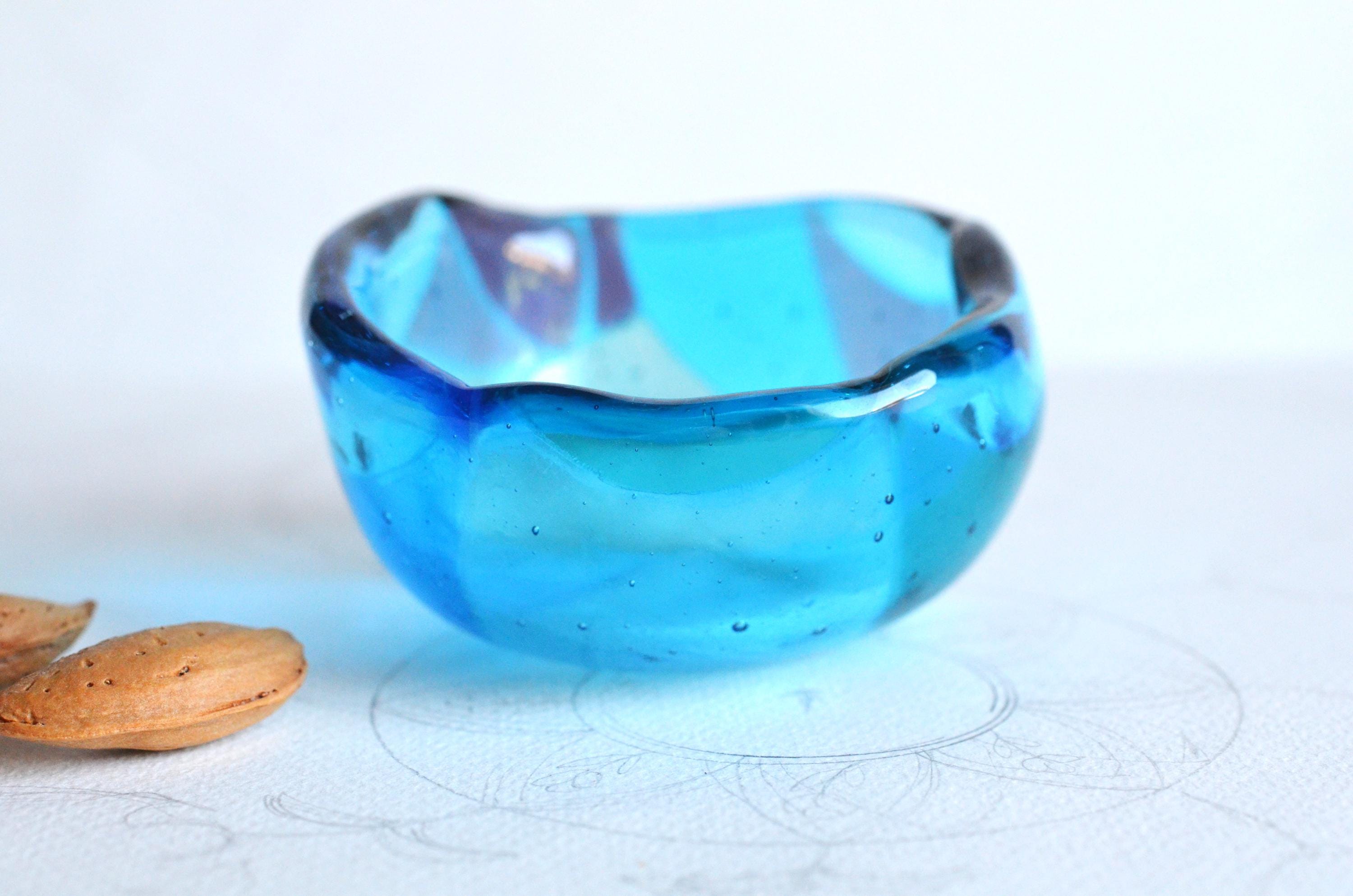 Turquoise Murano glass serving bowl