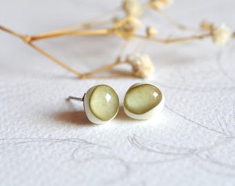 Kleine ivoor olijfgroene glazen stekers met sterlingzilver