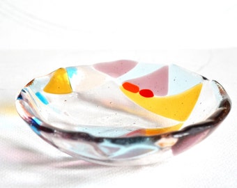 Colorful Murano Glass Dipping Bowl: Sushi Soy Sauce Serving Dish