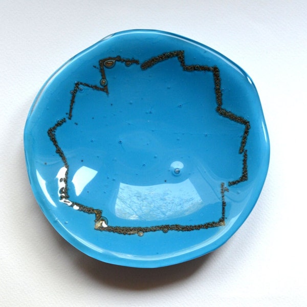 Egyptian Blue glass plate, modern home decor