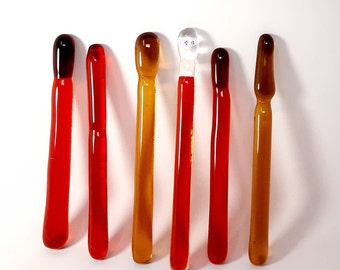 Ref.119, Set of 6, 9.5 cm, 3.7" Red Glass Coffee Stirring Rods, Stirring Sticks , Bar Home Drink Stirrers, Multicolor Drink Accessories