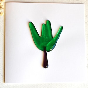 Blank Greetings card with fused glass flower