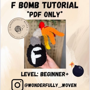 F Bomb Fingerstickningsmönster (endast PDF) - handledning, nybörjarnivå Plus