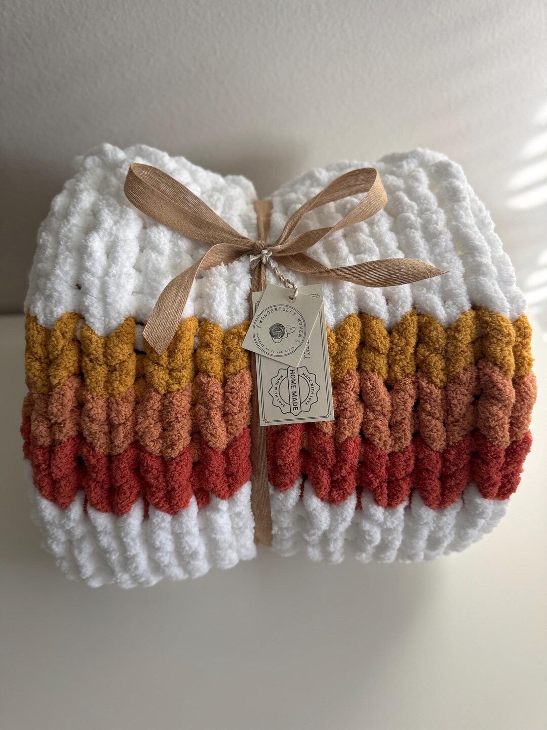 Hand Knit Chunky Throw Blanket Etsy