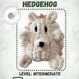 Hayden the Hedgehog Video/Pattern Tutorial, How to Finger Knit, Knit Hedgehog, Hedgehog Hand Knitting, Finger Knit Tutorial,Pattern,Tutorial
