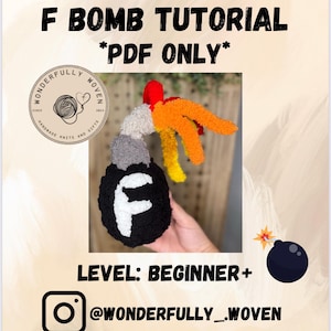F Bomb Finger Knit PDF Pattern Tutorial, Beginner Plus, How to Finger Knit, Gag Gift, Hand Knitting, Chunky Knit