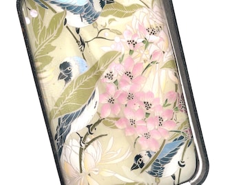 Sparkle Bird Decorative Tray: Black Mica & Epoxy with Cork Backing