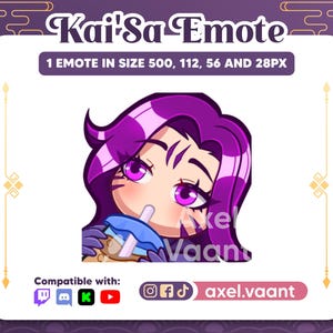 Kaisa Boba Twitch Emote | Discord Sticker | League of Legends Emote | Stream Graphics | Cute Kai&#39;sa Emote  Twitch, Discord, Kick and Youtube