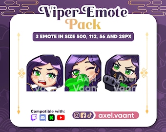 Pacote de Emotes Viper | Gráficos Fofos para Transmissão na Twitch