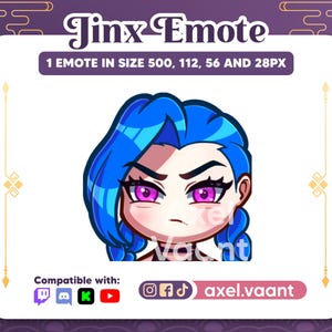 ARCANE Jinx Mad Twitch Emote | Discord Sticker | Arcane Emote | Stream Graphics | League of Legends Emote  Twitch, Discord, Kick and Youtube