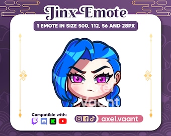 Arcane Jinx Mad Emote: Twitch, Discord, Kick, Youtube (PNG Files)