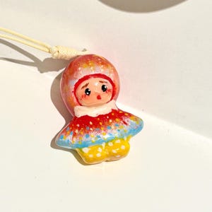 OOAK Doll Necklace – Handmade Whimsical Clay Pendant, Kawaii Girl Jewelry, Unique Gift for Daughter, Graduation, Birthday