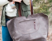Leather Bag Oversize Bag Gray Leather Bag Leather Handbag Tote Leather Bag Totes Women Gifts Mother 39 s Day Gifts