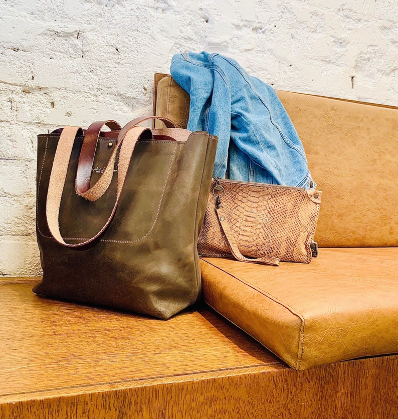 Ginger Brown Leather Tote bag Handmade Leather Bag Large | Etsy