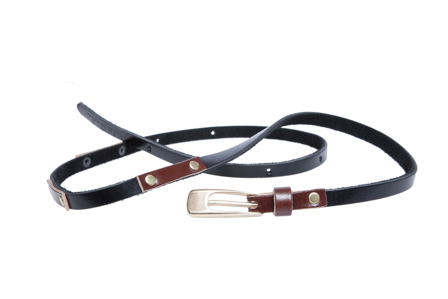 Women's Thin Leather BELT brown & black leather belt Etsy