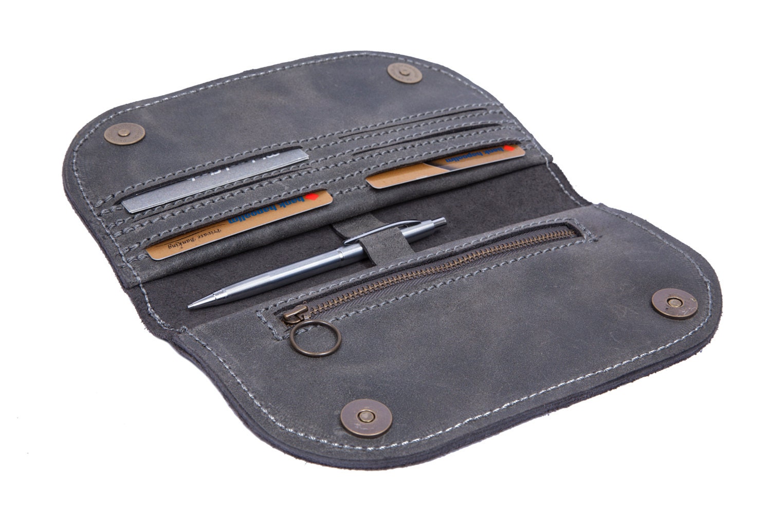 Special gray leather wallet for a women Women Wallet Etsy