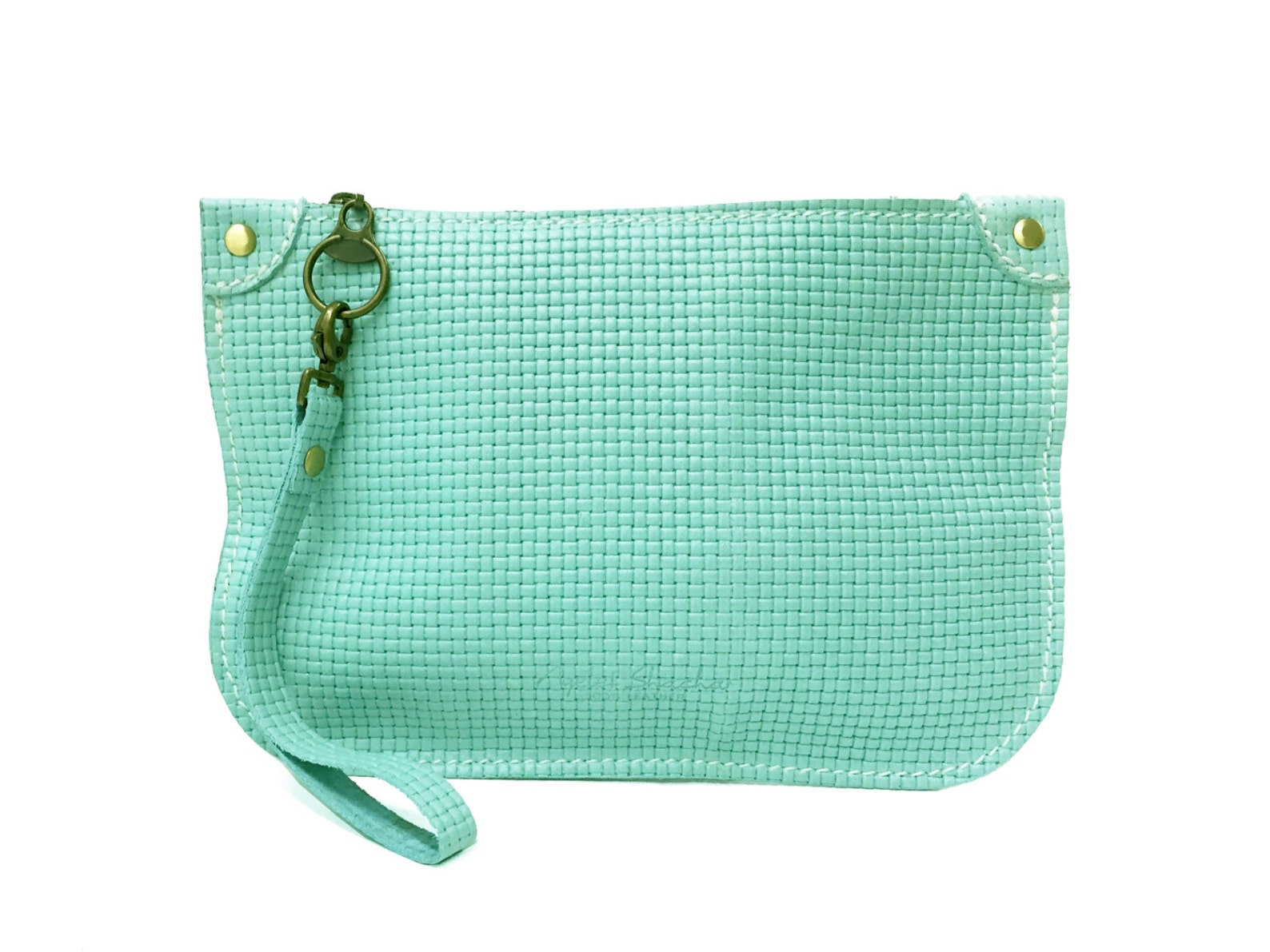 Turquoise Leather Clutch / Women clutches / Every day clutch / Etsy