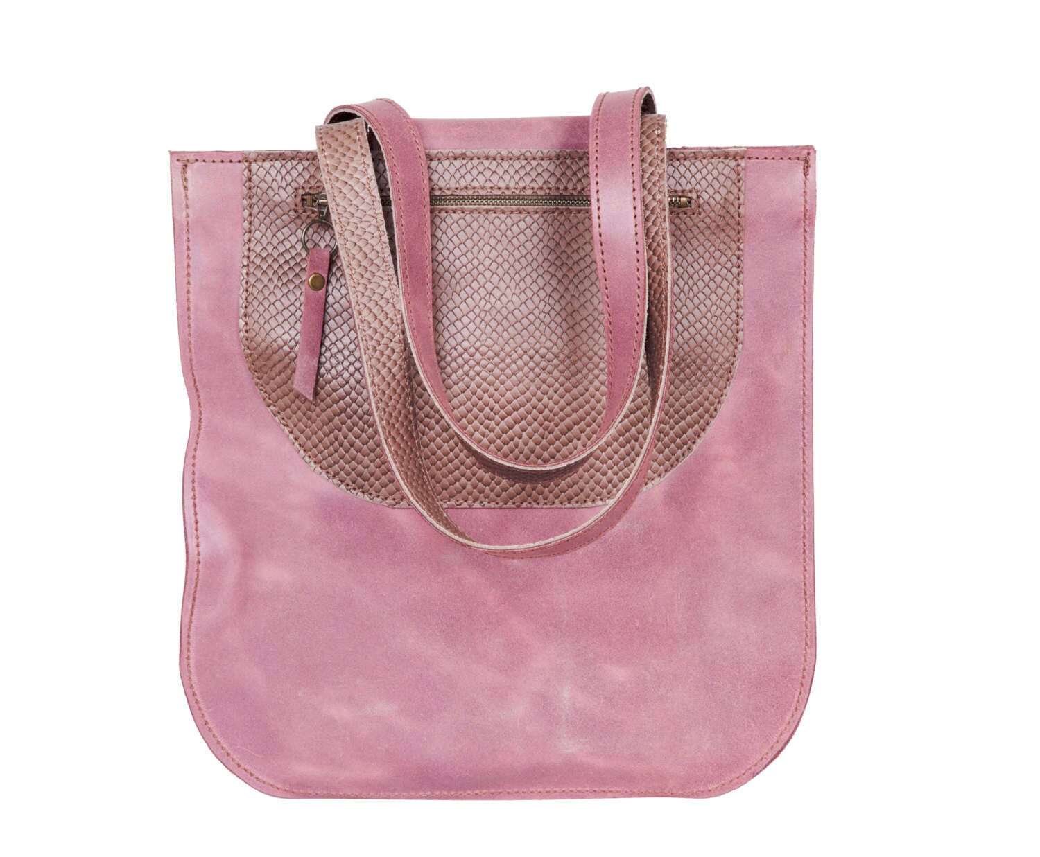 flat leather tote