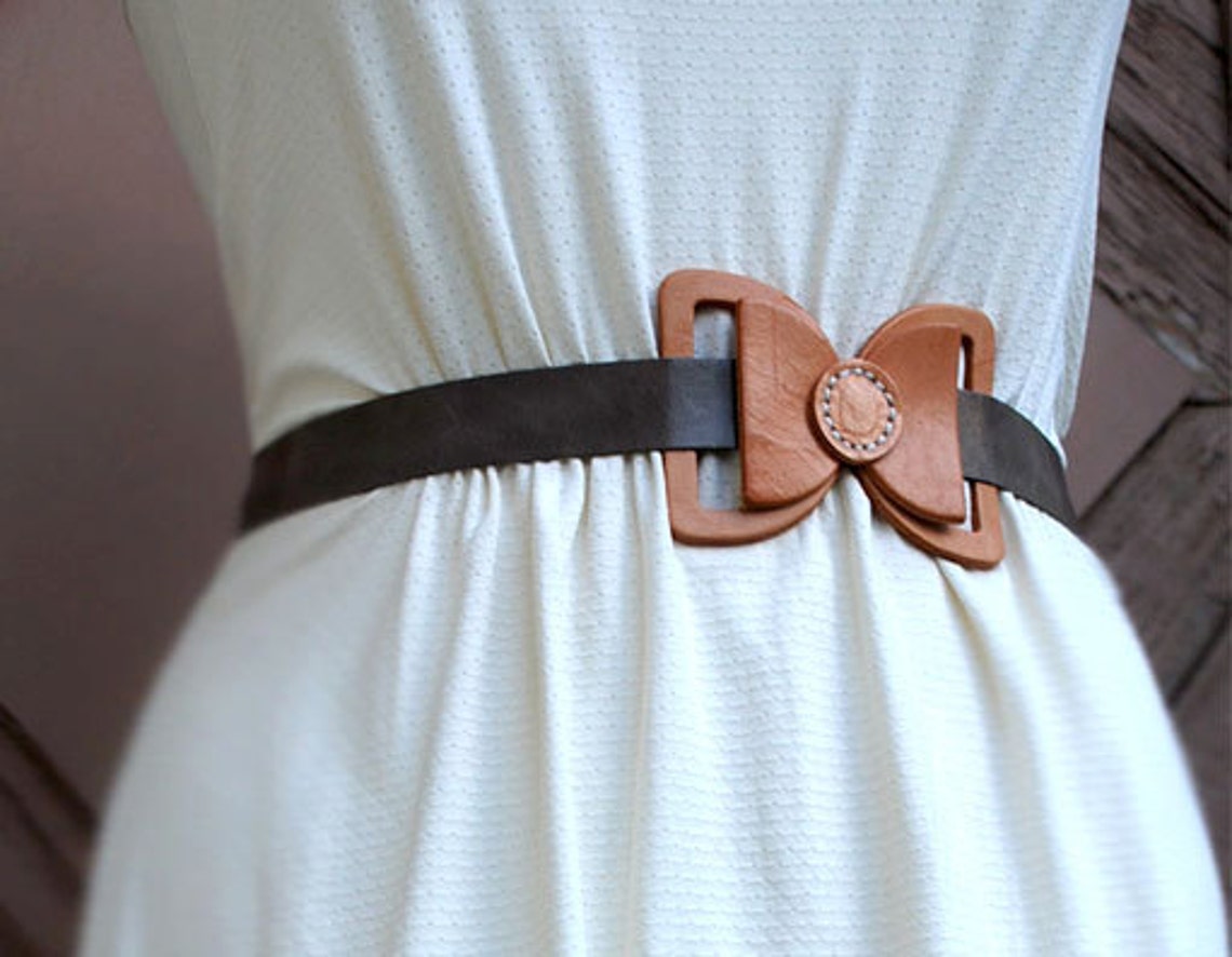 Leather bow belt black bow belt dress bow belt women Etsy