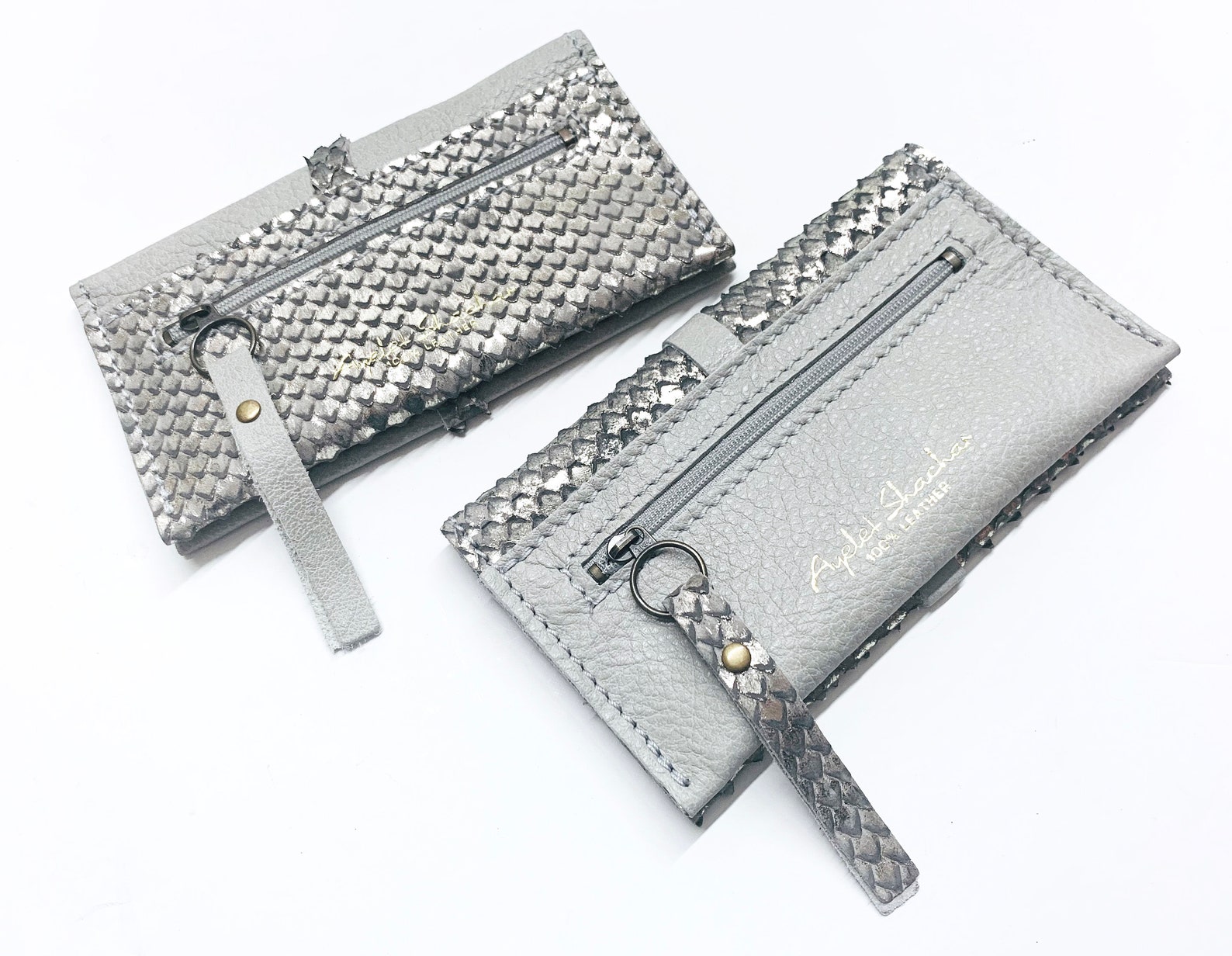 Silver Leather Wallet for Women Gray wallets Young Etsy