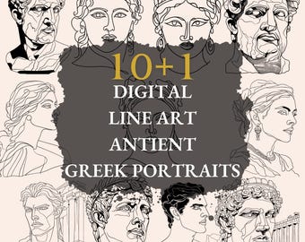 10+1 Bundle mit antiken griechischen Porträts, griechische Wandkunst